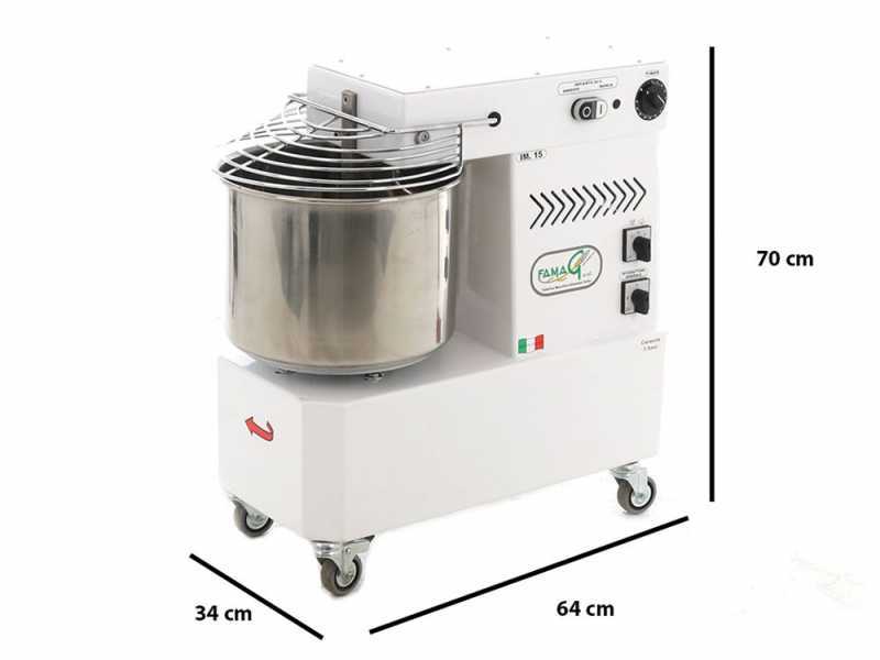 P&eacute;trin &agrave; spirale Famag IM15 New &agrave; deux vitesses avec moteur &eacute;lectrique - triphas&eacute; - 12 KG