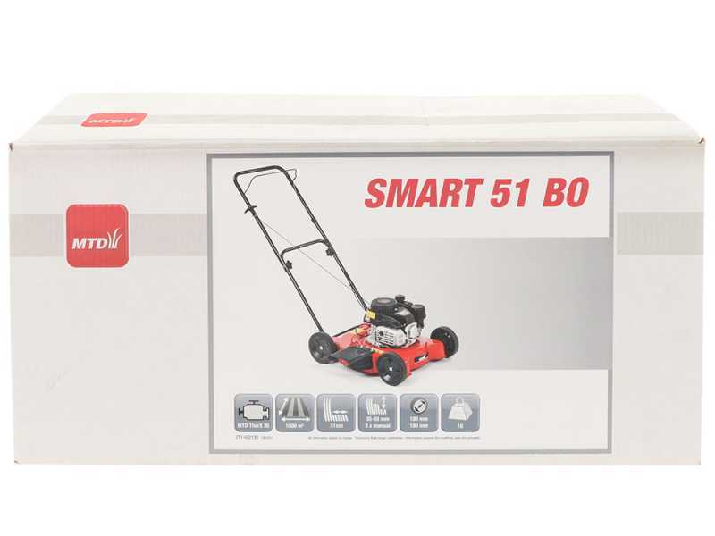 Tondeuse &agrave; gazon manuelle MTD Smart 51 BO - moteur ThorX 35 OHV - &eacute;jection lat&eacute;rale