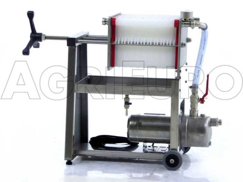 Enotecnica Pillan AF20 - Filtre &agrave; 20 cartons et &agrave; plaques 20x20 - pompe oneologique-ch&acirc;ssis/pompe en acier INOX