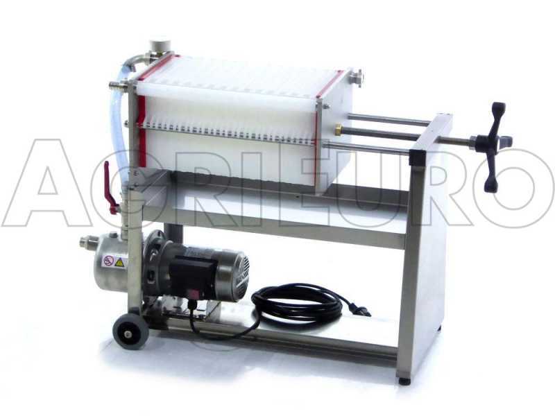 Enotecnica Pillan AF30 - Filtre pour vin 30 cartons et plaques 20x20 - pompe oenologique-ch&acirc;ssis/pompe en acier INOX