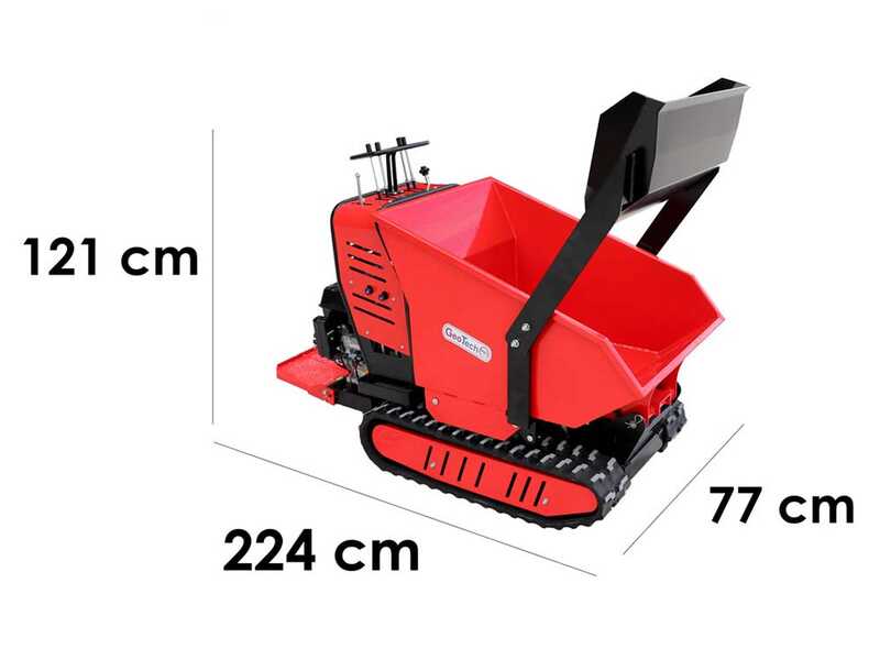 Brouette &agrave; chenilles GeoTech Pro Geoporter 550 DHS Hydro - benne dumper hydraulique 500 kg