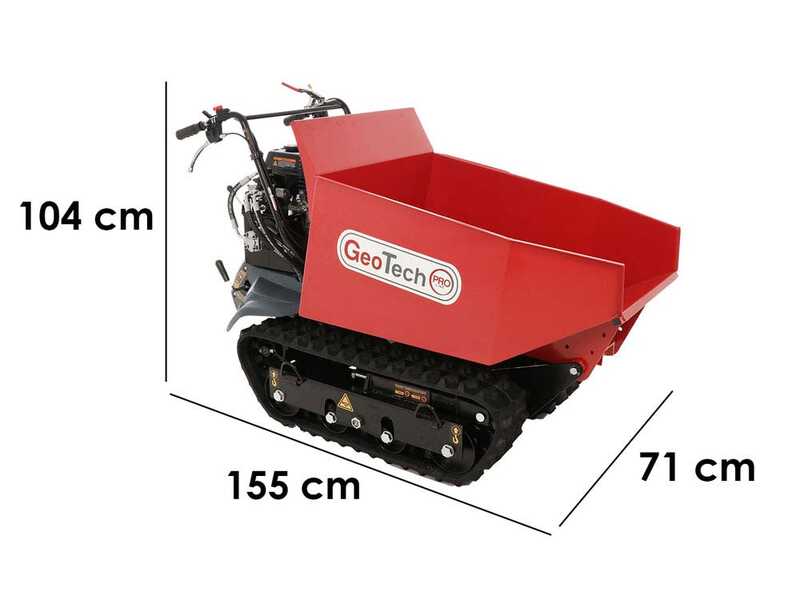 Brouette &agrave; chenilles GeoTech Pro GeoPorter H-540D Hydro - Caisson dumper hydraulique 500Kg