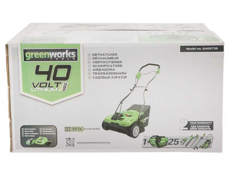 Greenworks G40DT35 - A&eacute;rateur &agrave; batterie - SANS BATTERIE SANS CHARGEUR