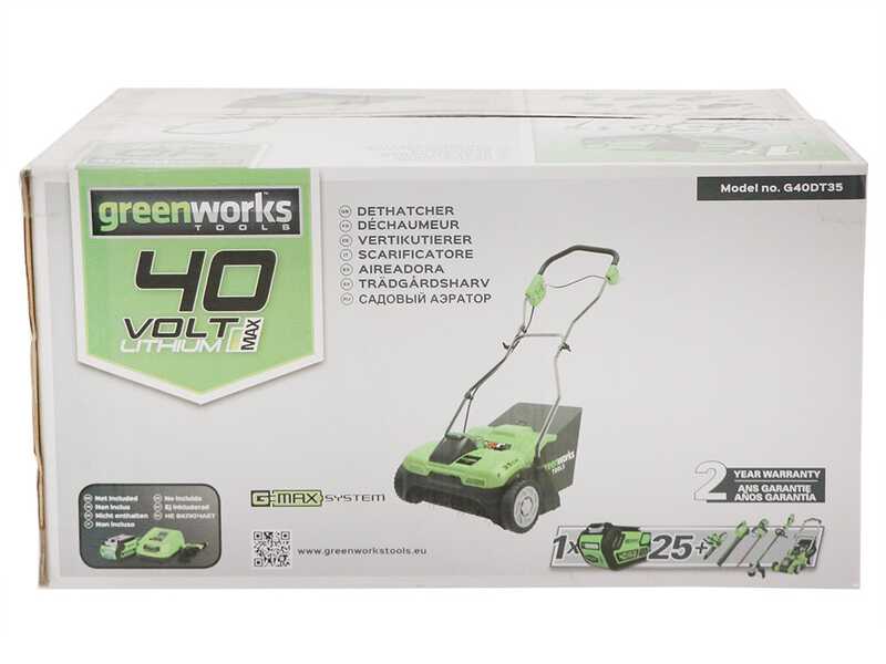 Greenworks G40DT35 - A&eacute;rateur &agrave; batterie - SANS BATTERIE NI CHARGEUR