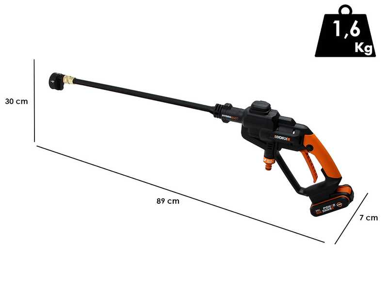 Pistolet nettoyeur haute pression Worx WG620E 20V Lithium avec batterie 2A Powershare