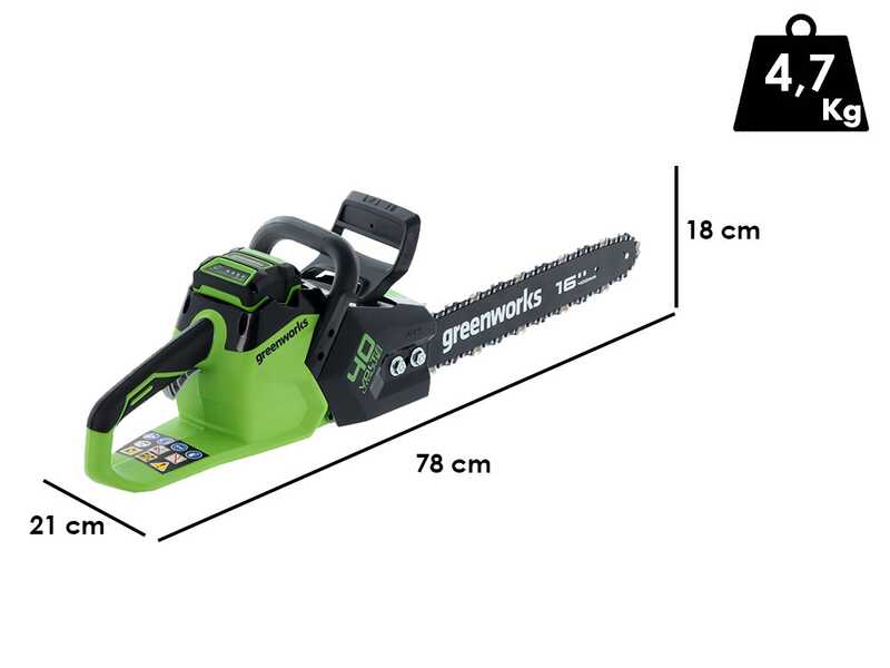 Greenworks GD40CS18 - Tron&ccedil;onneuse &agrave; batterie 40 V - Guide de 40 cm