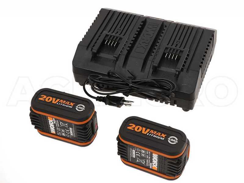 Tondeuse &agrave; gazon &eacute;lectrique &agrave; batterie Worx WG743E - 2X20V 4 Ah