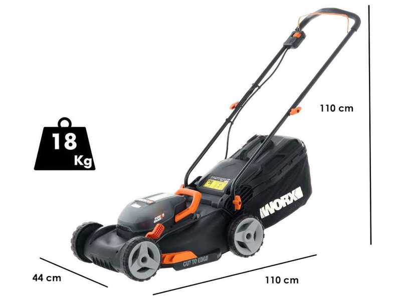 Tondeuse &agrave; gazon &eacute;lectrique &agrave; batterie Worx WG743E - 2X20V 4 Ah