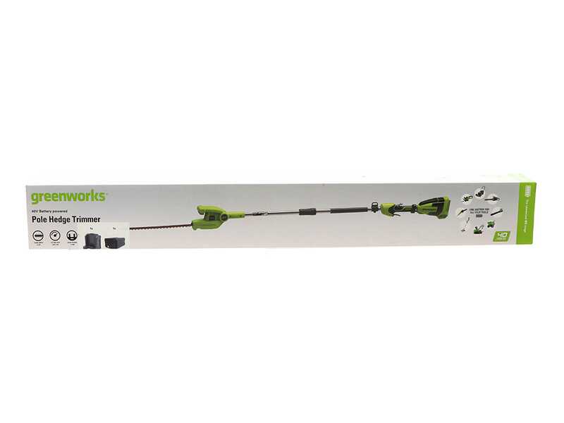 Greenworks G40PHA - Taille-haie &eacute;lectrique sur perche de rallonge orientable - Batterie 40V/2Ah