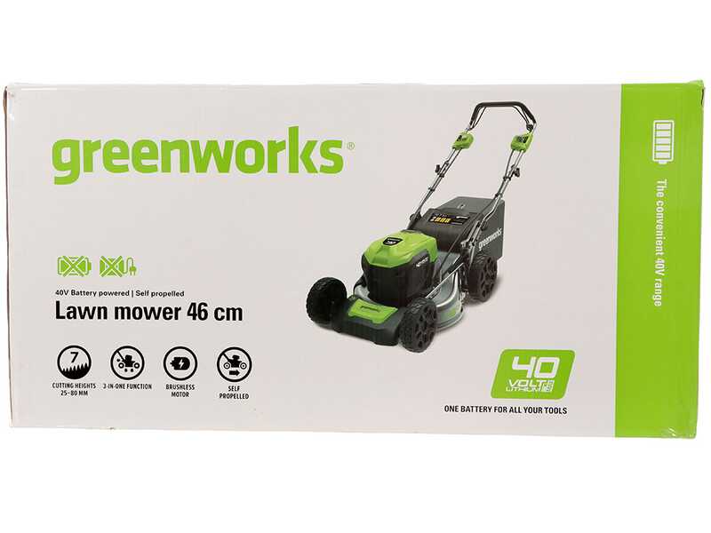 Greenworks GD40LM46SPK4 - Tondeuse &agrave; gazon &eacute;lectrique &agrave; batterie 40V/4Ah - Coupe 46 cm