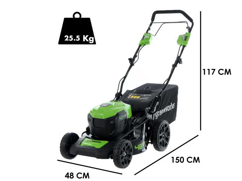 Greenworks GD40LM46SPK4 - Tondeuse &agrave; gazon &eacute;lectrique &agrave; batterie 40V/4Ah - Coupe 46 cm