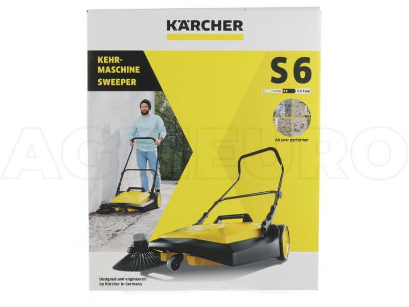 K&auml;rcher S 6 - Balayeuse manuelle avec bac de ramassage  - r&eacute;gulateur de hauteur - compartiment r&eacute;colte 38 Lt