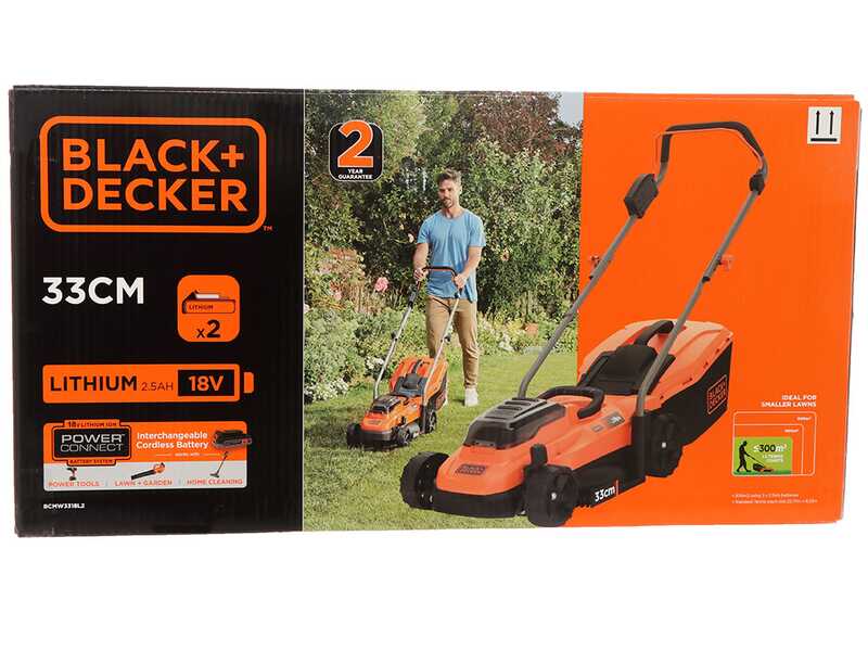 Tondeuse &agrave; gazon &eacute;lectrique &agrave; batterie Black &amp; Decker BCMW3318L2-QW - 36V 2.5Ah + une batterie 18V 2Ah offerte