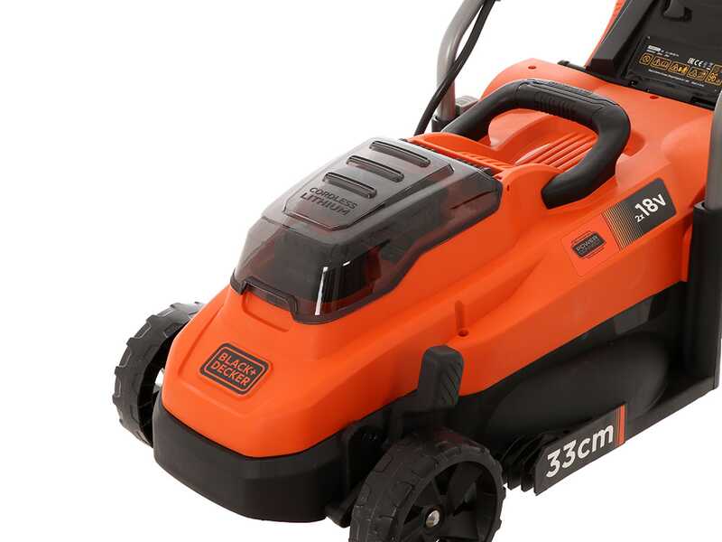 Tondeuse &agrave; gazon &eacute;lectrique &agrave; batterie Black &amp; Decker BCMW3318L2-QW - 36V 2.5Ah + une batterie 18V 2Ah offerte