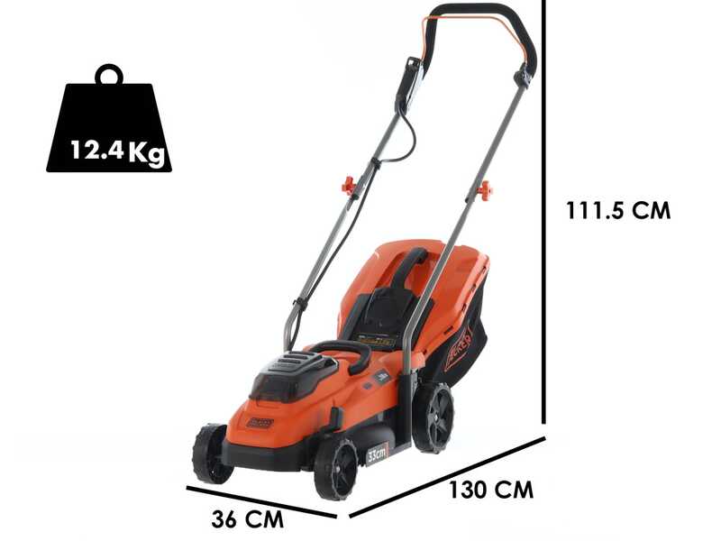 Tondeuse &agrave; gazon &eacute;lectrique &agrave; batterie Black &amp; Decker BCMW3318L2-QW - 36V 2.5Ah + une batterie 18V 2Ah offerte