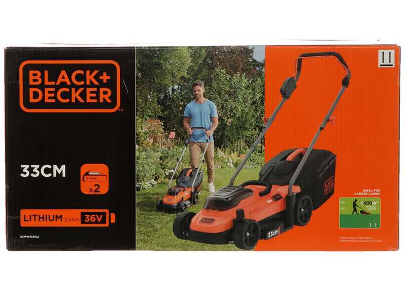 Tondeuse &agrave; gazon &eacute;lectrique &agrave; batterie Black &amp; Decker BCMW3336L2-QW - 36V 2.5Ah