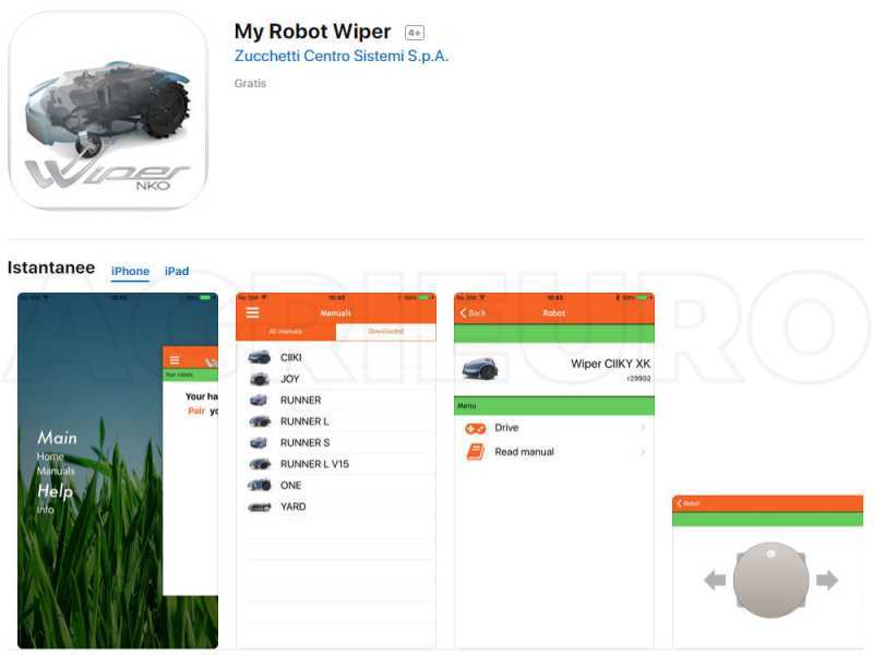 Wiper Blitz XH4 NIKO - Robot tondeuse sans fil p&eacute;riph&eacute;rique - Pas d'installation n&eacute;cessaire