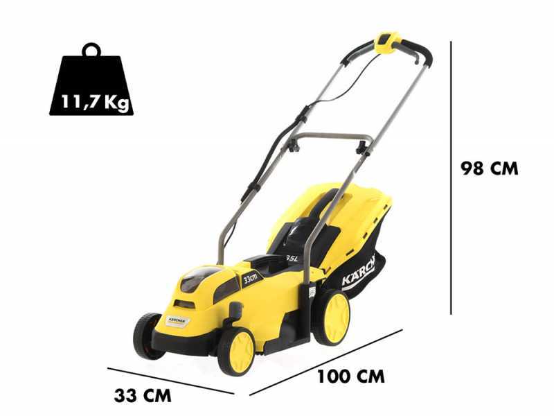 Tondeuse &eacute;lectrique &agrave; batterie Karcher LMO 18-33 - Tondeuse &agrave; gazon avec bac de ramassage