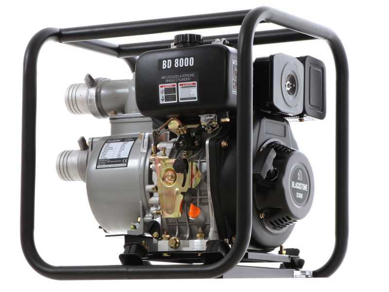 Motopompe thermique Blackstone BD 8000 raccords 80 mm - 3 pouces - auto-amor&ccedil;age - 6 Hp - Euro 5 diesel