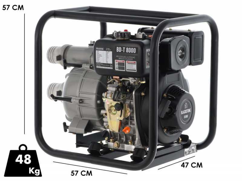 Pompe thermique diesel Blackstone BD-T 8000 pour eaux us&eacute;es sales avec raccords 80 mm - Euro 5