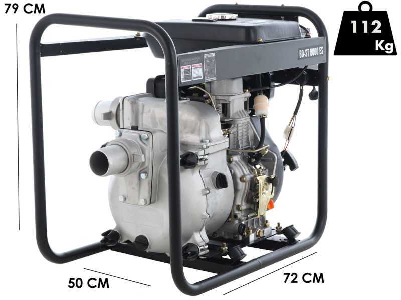 Moto-pompe diesel Blackstone BD-ST 8000ES pour eaux us&eacute;es charg&eacute;es avec raccords 80 mm - Euro 5