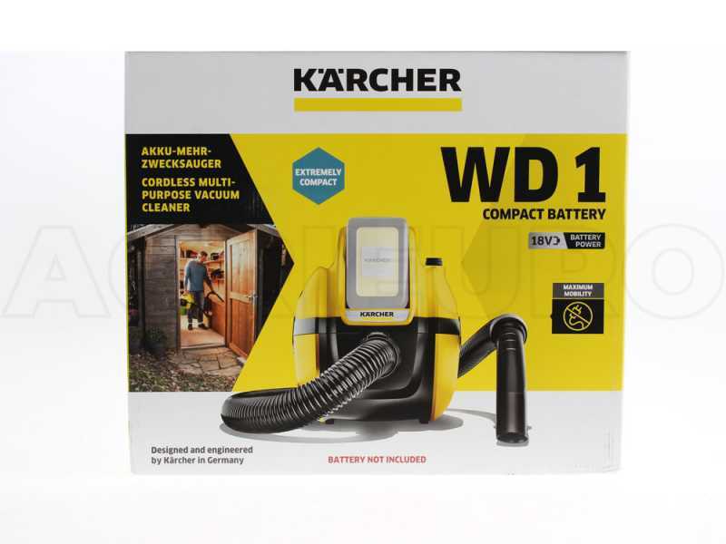 Aspirateur multifonctions Karcher WD 1 &agrave; batterie 18 V - solides liquides et souffleur - ASPIRATEUR SEUL- BATTERIE ET CHARGEUR NON INCLUS !