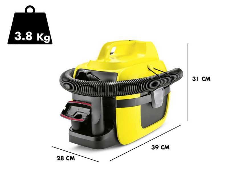 Karcher WD 1 - Aspirateur multi-usage &agrave; batterie 18 V - solides, liquides et souffleur
