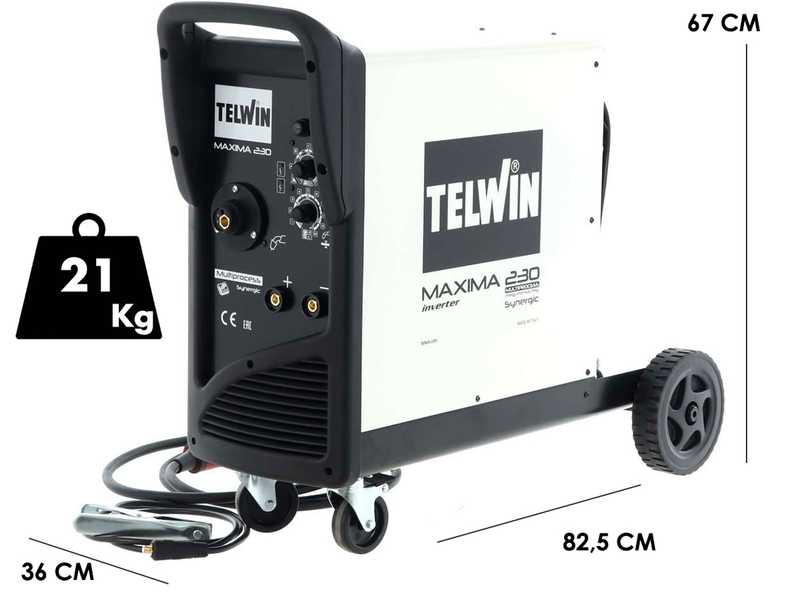 Poste &agrave; souder inverter &agrave; fil Telwin Telwin Maxima 230 Synergic - pour MIG-MAG/FLUX/BRAZING/MMA/TIG DC- LIFT - GAZ/NO GAZ