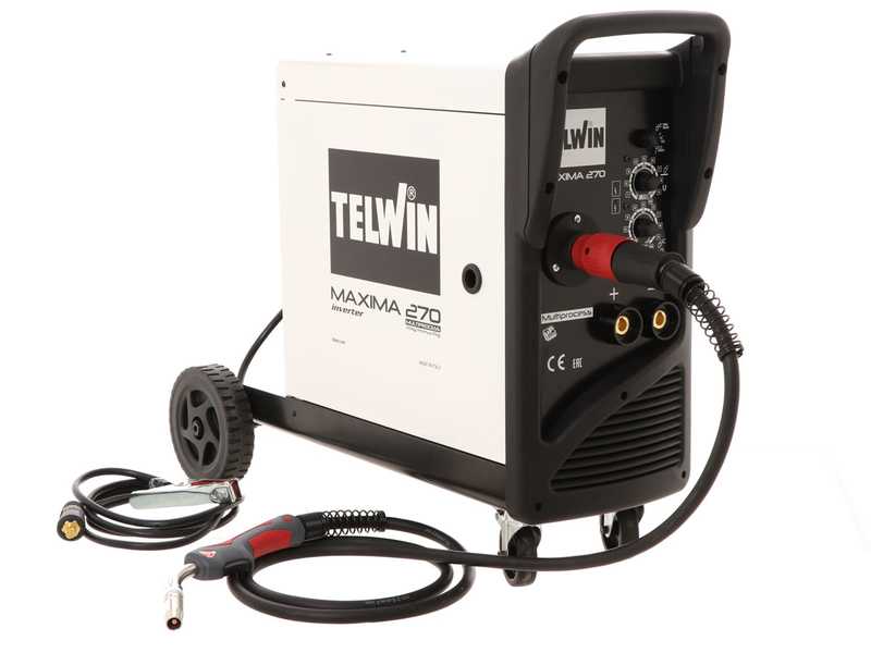Poste &agrave; souder inverter &agrave; fil Telwin Maxima 270 Synergic - pour MIG-MAG/FLUX/BRAZING/MMA/TIG DC- LIFT - GAZ/NO GAZ