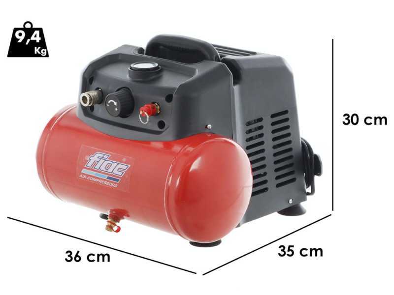 Mini-Compresseur d'air &eacute;lectrique portatif FIAC CUBY 6/1110 - R&eacute;servoir de 6 litres - Moteur oilless de 1,5 HP