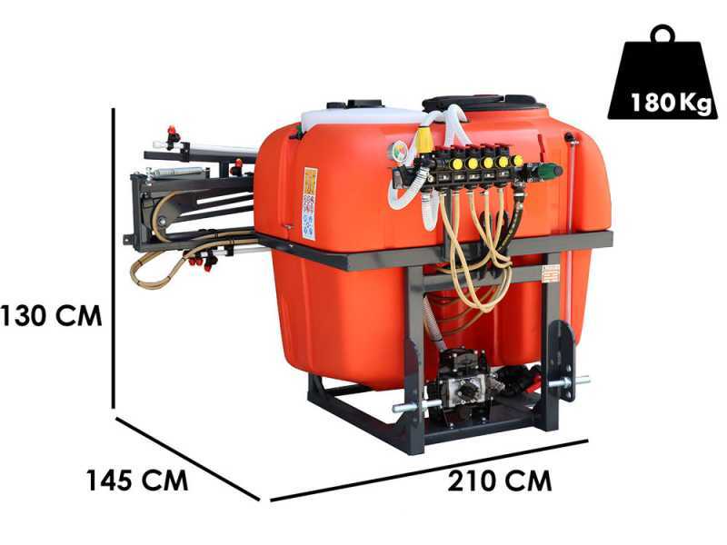 Dal Degan MANDA EXTRA 400 L - Pulv&eacute;risateur port&eacute; pour d&eacute;sherbage &agrave; tracteur &ndash; Barre d&eacute;sherbage 10 m - Pompe BP 60K