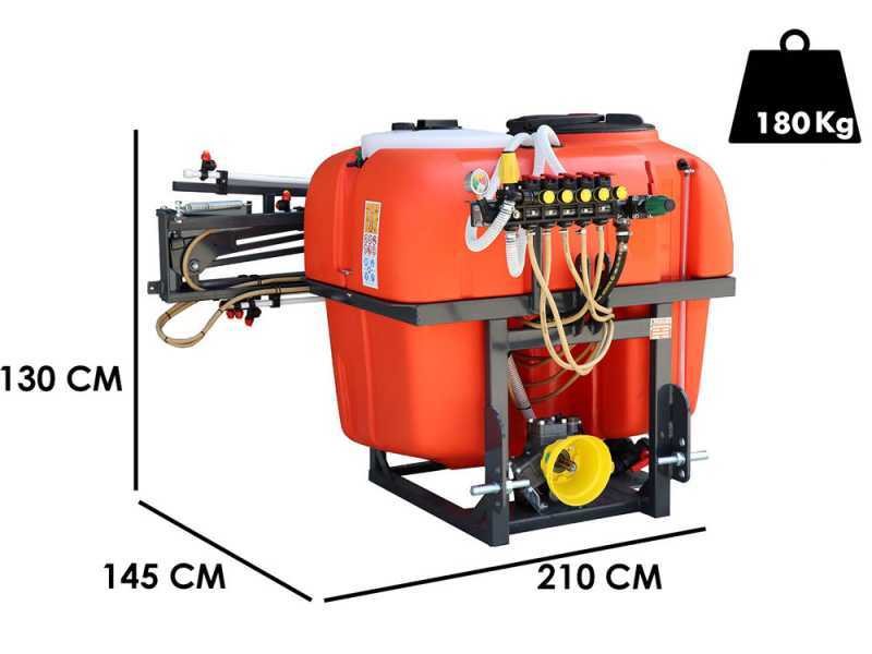 Dal Degan MANDA EXTRA 400 L - Pulv&eacute;risateur port&eacute; &agrave; tracteur &ndash; Barre de d&eacute;sherbage 10 m - Pompe YP70