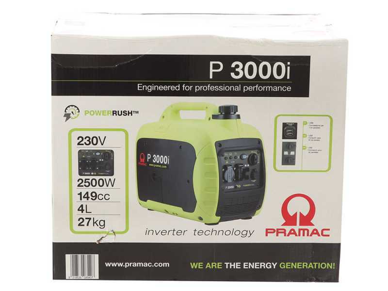 Pramac P3000I - Groupe &eacute;lectrog&egrave;ne inverter &agrave; essence insonoris&eacute; 2.6 kW - Continue 2.3 kW Monophas&eacute;