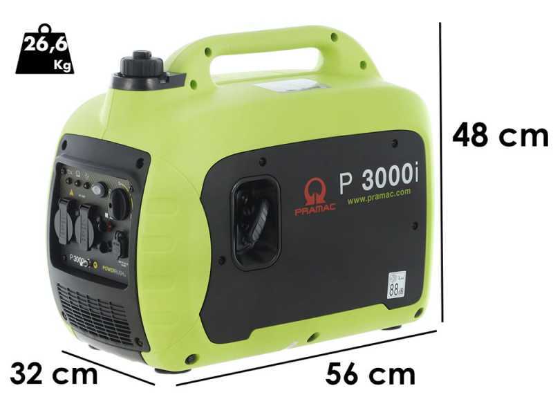 Pramac P3000I - Groupe &eacute;lectrog&egrave;ne inverter &agrave; essence insonoris&eacute; 2.6 kW - Continue 2.3 kW Monophas&eacute;