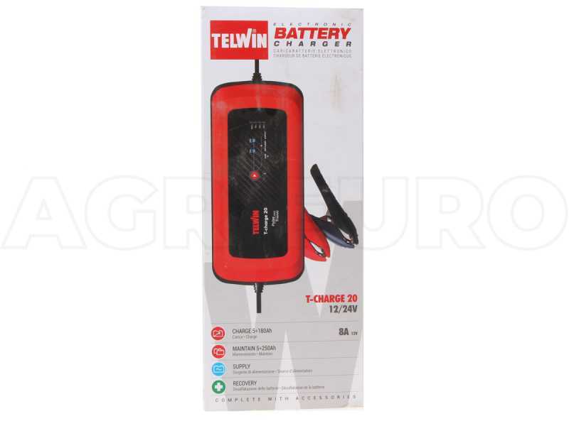 Telwin T-Charge 20 - Chargeur de batterie et mainteneur de charge - batteries au plomb 6/12V - 110W