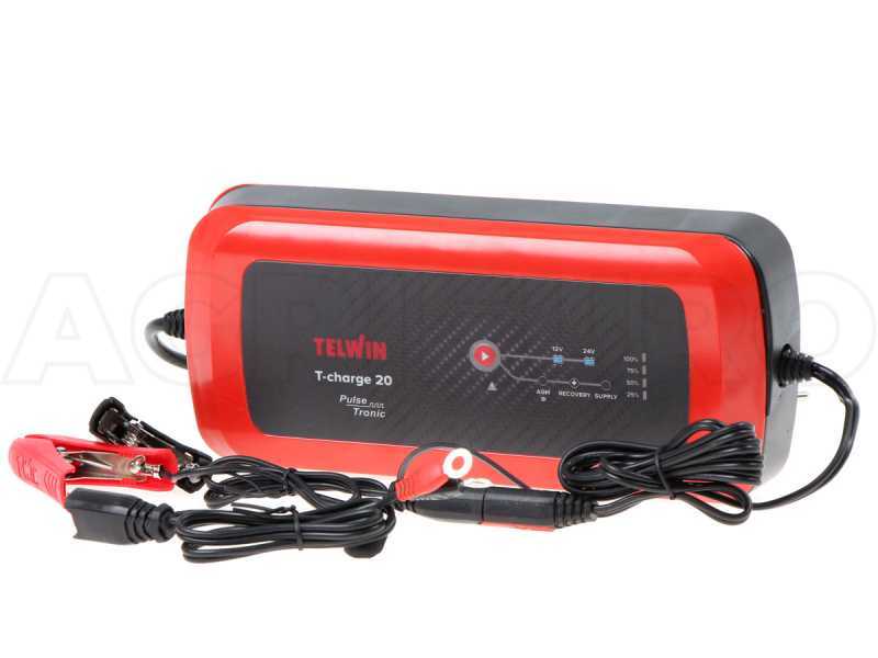 Telwin T-Charge 20 - Chargeur de batterie et mainteneur de charge - batteries au plomb 6/12V - 110W