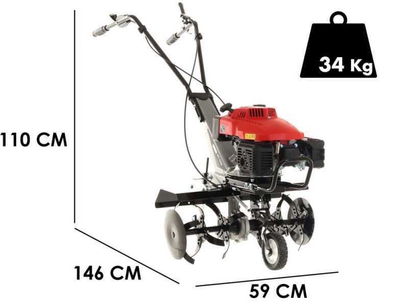 Motobineuse GeoTech GT 430 avec moteur OHV 5.5 HP &agrave; essence de 161 cm3 - 1 vitesse avant