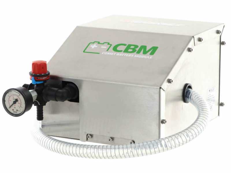 Groupe moto-pompe &agrave; batterie de pulv&eacute;risation Comet CBM 1200 HP sur chariot avec r&eacute;servoir de 55 lt
