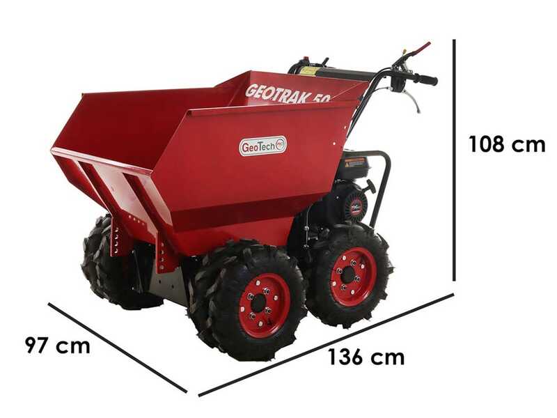 Brouette &agrave; moteur GeoTech Pro  GEOTRAK 500 - benne dumper 500 kg - 6 roues motrices