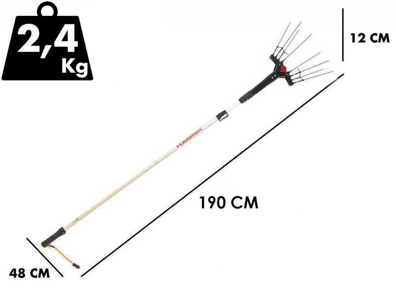 Castellari Vertigo C 12V - Peigne vibreur &eacute;lectrique &agrave; batterie de type automobile avec c&acirc;ble inclus - Perche aluminium t&eacute;lescopique 190/240 cm