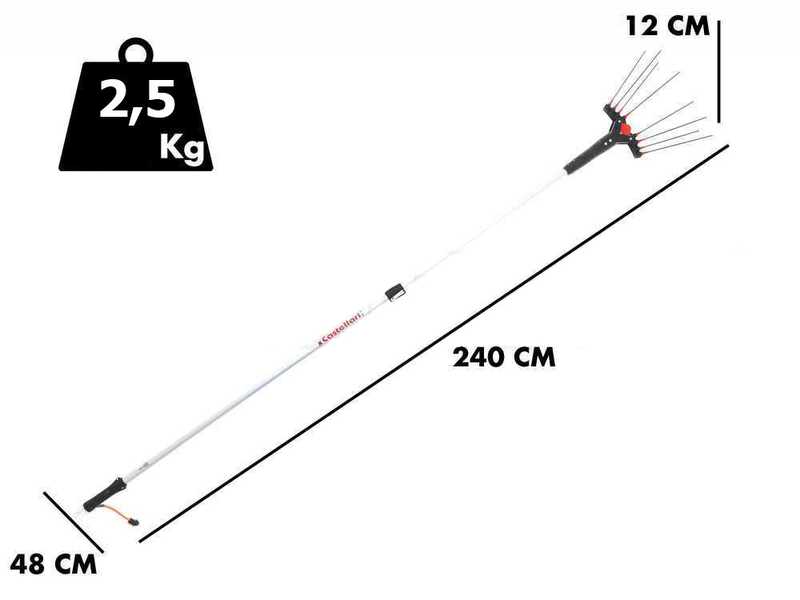 Castellari Vertigo C 30V - Peigne vibreur &eacute;lectrique &agrave; batterie de type automobile avec c&acirc;ble inclus - Perche t&eacute;lescopique en aluminium 190/240 cm