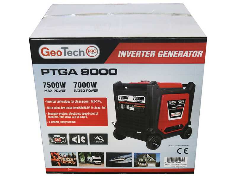 Geotech-Pro PTGA 9000 - Groupe &eacute;lectrog&egrave;ne &agrave; essence sur roues inverter insonoris&eacute; 7.5 kW - Continue 7 kW Monophas&eacute; + ATS