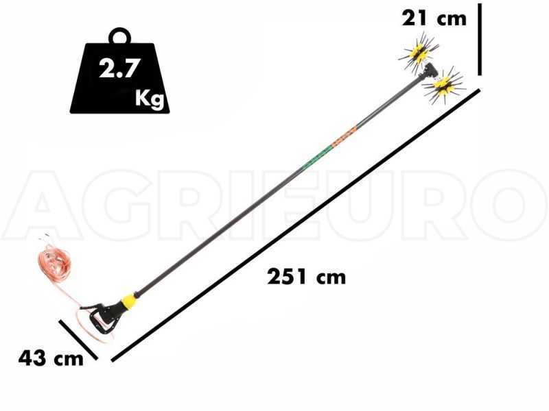 Peigne vibreur &agrave; batterie AgriEuro ASTERAS MAX CARBON perche en carbone