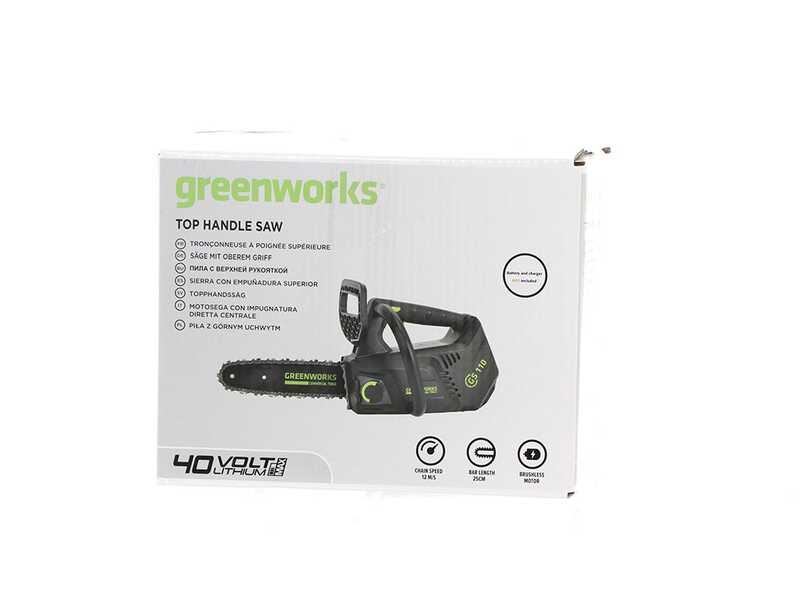 Greenworks GD40TCS - Tron&ccedil;onneuse de taille &eacute;lectrique 40V 2Ah - Lame de 25 cm