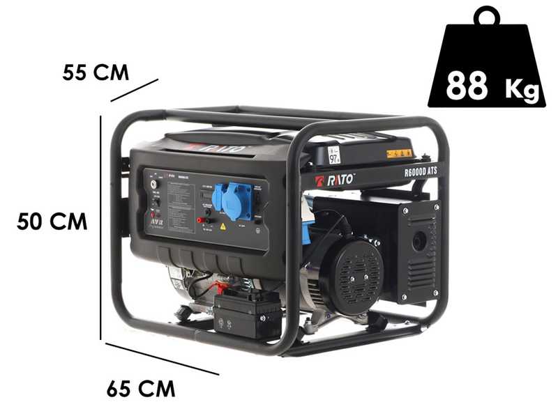 Rato R6000D-ATS AVR - Groupe &eacute;lectrog&egrave;ne 6Kw avec ATS int&eacute;gr&eacute; - Monophas&eacute;