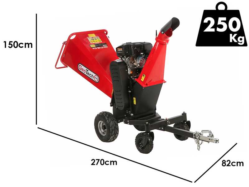 GeoTech Pro PCS 160LE PRO - Broyeur de branches thermique professionnel - Moteur Loncin G420FD