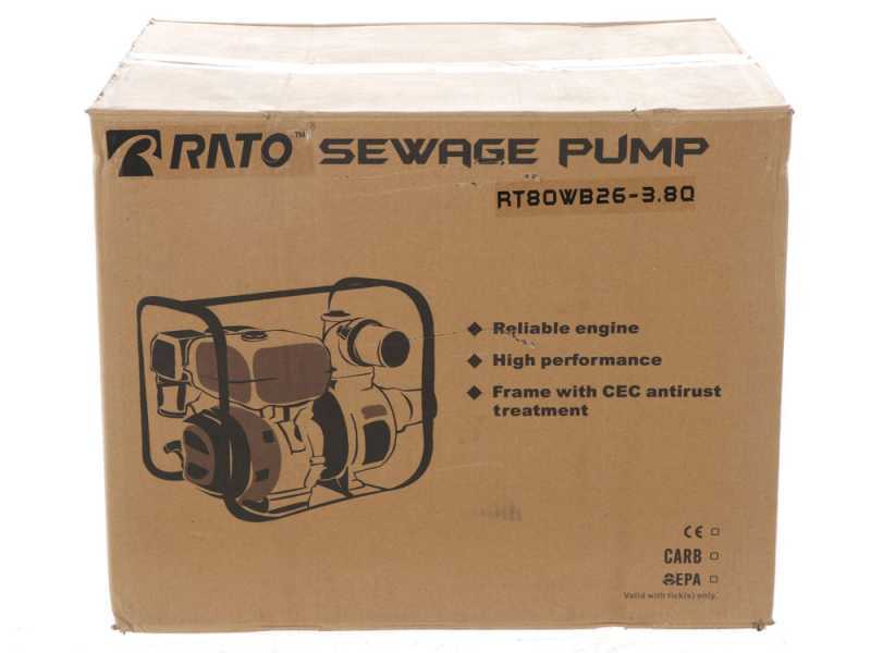 Motopompe pour eaux charg&eacute;es RATO RT80W26 3.8 moteur R210