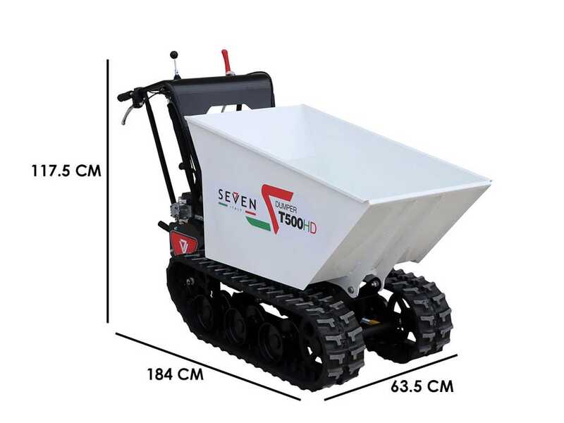 Brouette &agrave; cheniles Seven Italy T500HD GX - Caisson dumper hydraulique - Charge 500 kg