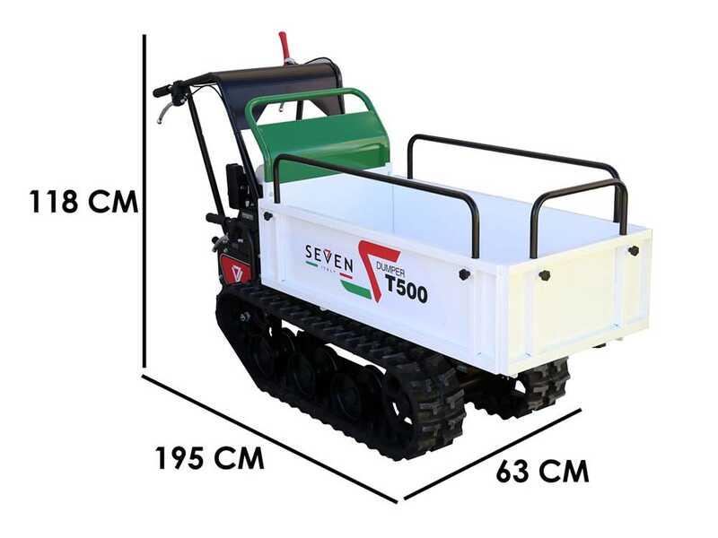 Brouette &agrave; chenilles Seven Italy T500 GX-E - Benne extensible - d&eacute;marrage &eacute;lectrique - Capacit&eacute; portante 500 kg