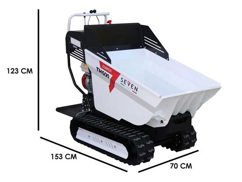 Seven Italy TH500 GX 200 - Brouette &agrave; chenilles avec benne dumper 500 kg - Transmission hydrostatique